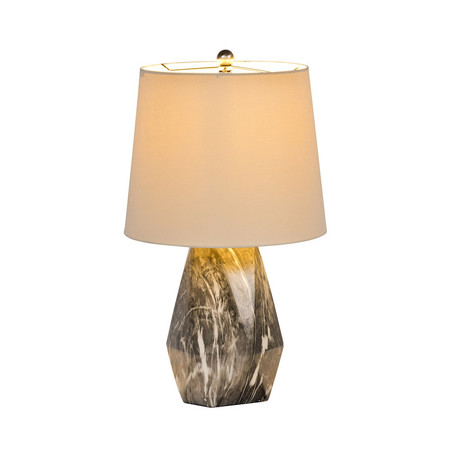 Litex Industries 20" Table Lamp, Marbled Black/Grey Ceramic Base and Oatmeal Shade BL26LTX